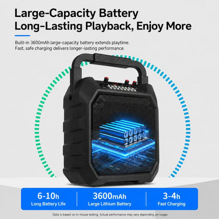 K6S Outdoor Portable Wireless Bluetooth Speaker with 2pcs Rechargeable Microphones, with 2pcs Rechargeable Microphones