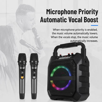 K6S Outdoor Portable Wireless Bluetooth Speaker with 2pcs Rechargeable Microphones, with 2pcs Rechargeable Microphones
