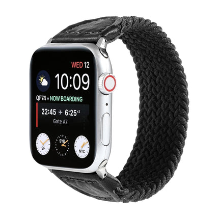 Nylon + Leather Braided Watchband For Apple Watch Series 6 & SE & 5 & 4 44mm / 3 & 2 & 1 42mm, S, M, L