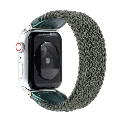 Nylon + Leather Braided Watchband For Apple Watch Series 6 & SE & 5 & 4 44mm / 3 & 2 & 1 42mm, S, M, L