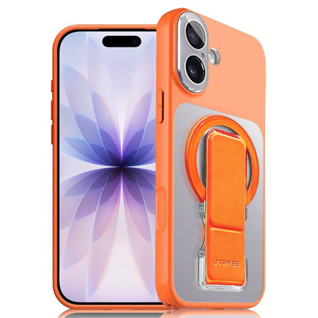 UTRYEE Colorful Silver Magnetic Phone Case with PU Fold Holder, For iPhone 17 Pro Max, For iPhone 17 Pro, For iPhone 17, For iPhone 16 Pro Max
