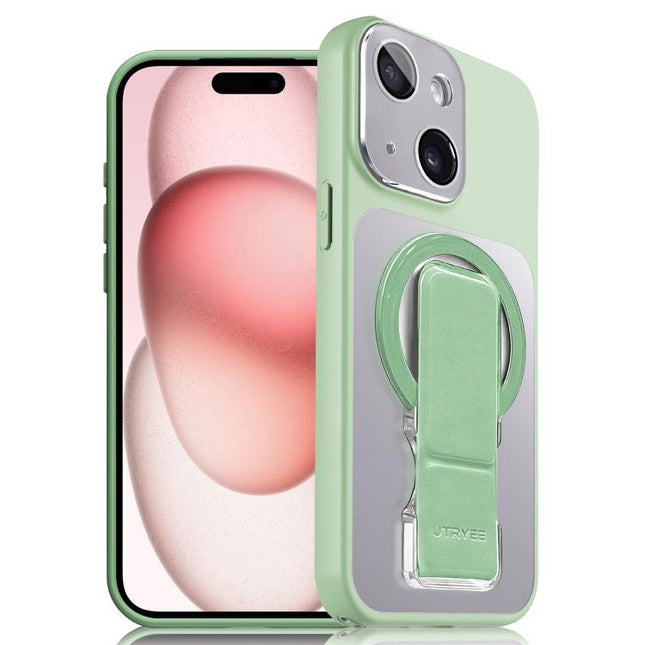 UTRYEE Colorful Silver Magnetic Phone Case with PU Fold Holder, For iPhone 15, For iPhone 14, For iPhone 14 Pro, For iPhone 14 Pro Max