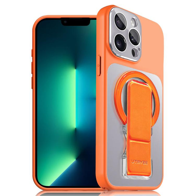 UTRYEE Colorful Silver Magnetic Phone Case with PU Fold Holder, For iPhone 13 Pro Max, For iPhone 13 Pro, For iPhone 13, For iPhone 12