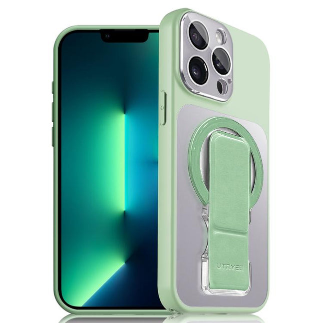 UTRYEE Colorful Silver Magnetic Phone Case with PU Fold Holder, For iPhone 13 Pro Max, For iPhone 13 Pro, For iPhone 13, For iPhone 12