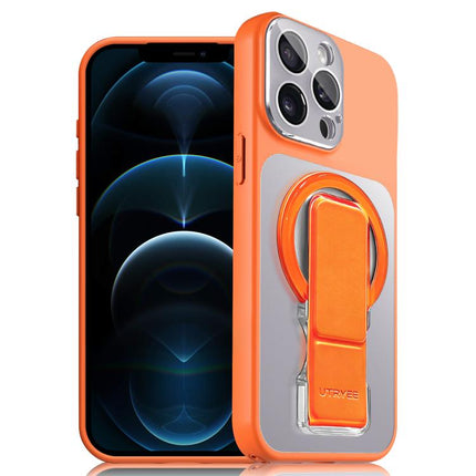 UTRYEE Colorful Silver Magnetic Phone Case with PU Fold Holder, For iPhone 12 Pro Max, For iPhone 12 Pro