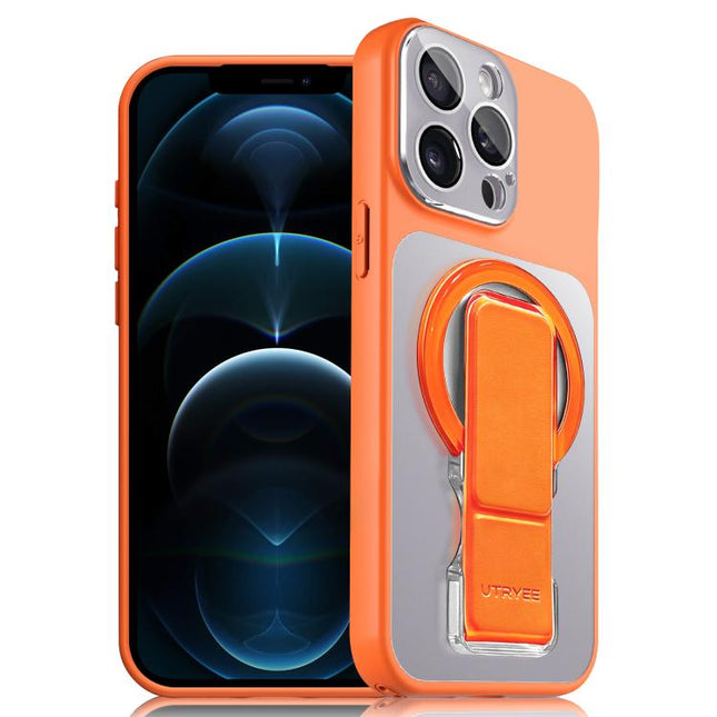 UTRYEE Colorful Silver Magnetic Phone Case with PU Fold Holder, For iPhone 12 Pro Max, For iPhone 12 Pro