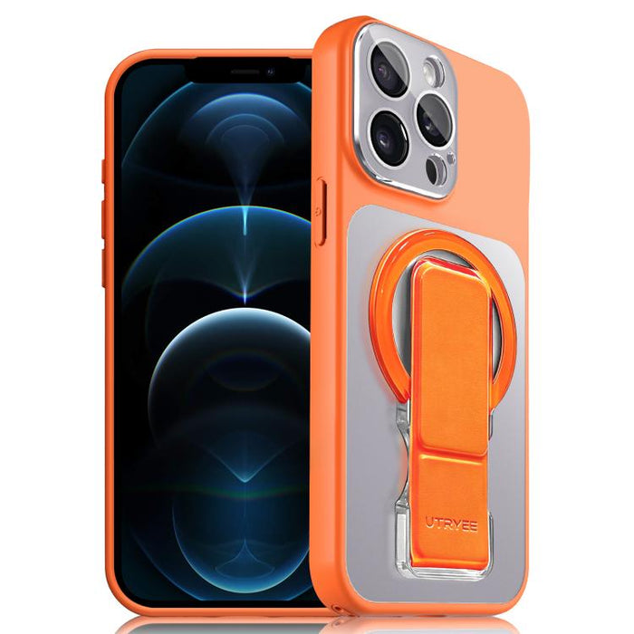 UTRYEE Colorful Silver Magnetic Phone Case with PU Fold Holder, For iPhone 12 Pro Max, For iPhone 12 Pro