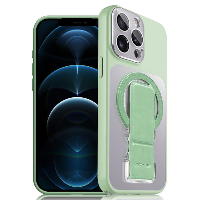 UTRYEE Colorful Silver Magnetic Phone Case with PU Fold Holder, For iPhone 12 Pro Max, For iPhone 12 Pro