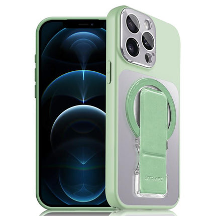 UTRYEE Colorful Silver Magnetic Phone Case with PU Fold Holder, For iPhone 12 Pro Max, For iPhone 12 Pro