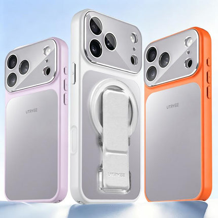 UTRYEE Colorful Silver Magnetic Phone Case with PU Fold Holder, For iPhone 12 Pro Max, For iPhone 12 Pro