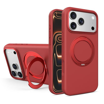 Liquid Silicone Magnetic Phone Case with Rotating Stand, For iPhone 17 Pro Max, For iPhone 17 Pro, For iPhone 17