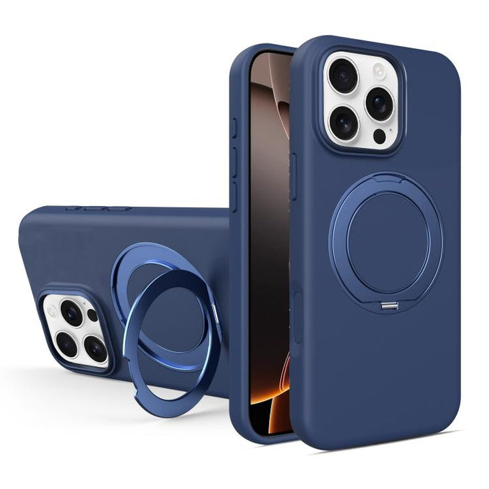 Liquid Silicone Magnetic Phone Case with Rotating Stand, For iPhone 16 Pro Max, For iPhone 16 Pro, For iPhone 16