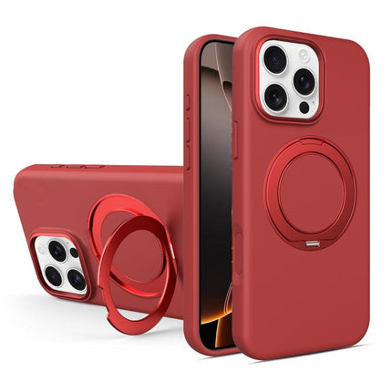 Liquid Silicone Magnetic Phone Case with Rotating Stand, For iPhone 16 Pro Max, For iPhone 16 Pro, For iPhone 16