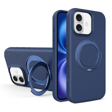 Liquid Silicone Magnetic Phone Case with Rotating Stand, For iPhone 16 Pro Max, For iPhone 16 Pro, For iPhone 16