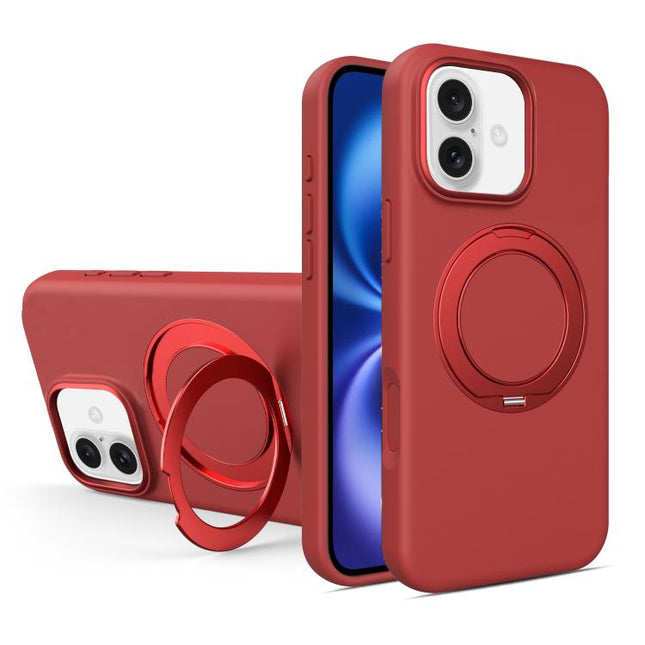 Liquid Silicone Magnetic Phone Case with Rotating Stand, For iPhone 16 Pro Max, For iPhone 16 Pro, For iPhone 16