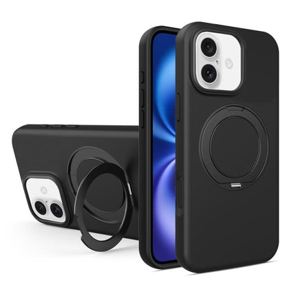 Liquid Silicone Magnetic Phone Case with Rotating Stand, For iPhone 16 Pro Max, For iPhone 16 Pro, For iPhone 16