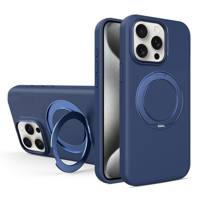 Liquid Silicone Magnetic Phone Case with Rotating Stand, For iPhone 15 Pro Max, For iPhone 15 Pro, For iPhone 15