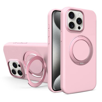 Liquid Silicone Magnetic Phone Case with Rotating Stand, For iPhone 15 Pro Max, For iPhone 15 Pro, For iPhone 15