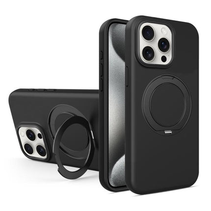 Liquid Silicone Magnetic Phone Case with Rotating Stand, For iPhone 15 Pro Max, For iPhone 15 Pro, For iPhone 15