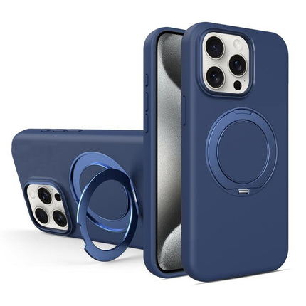 Liquid Silicone Magnetic Phone Case with Rotating Stand, For iPhone 15 Pro Max, For iPhone 15 Pro, For iPhone 15