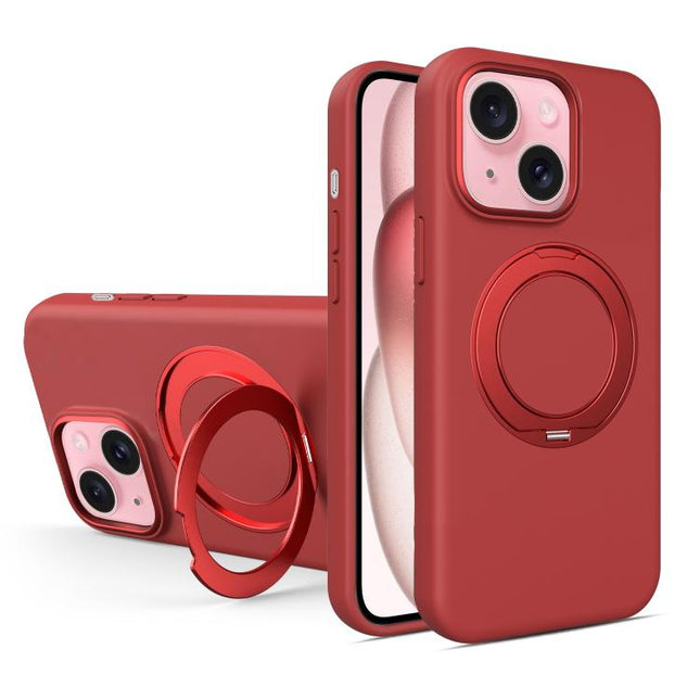 Liquid Silicone Magnetic Phone Case with Rotating Stand, For iPhone 15 Pro Max, For iPhone 15 Pro, For iPhone 15