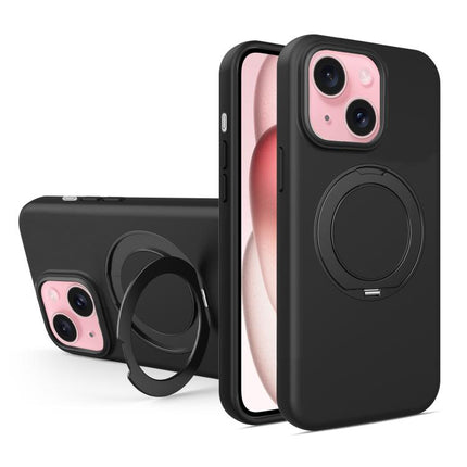 Liquid Silicone Magnetic Phone Case with Rotating Stand, For iPhone 15 Pro Max, For iPhone 15 Pro, For iPhone 15