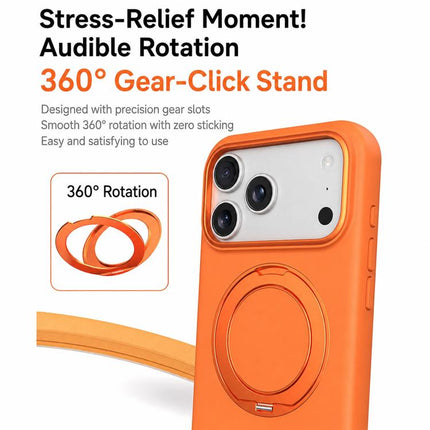 Liquid Silicone Magnetic Phone Case with Rotating Stand, For iPhone 17 Pro Max, For iPhone 17 Pro, For iPhone 17