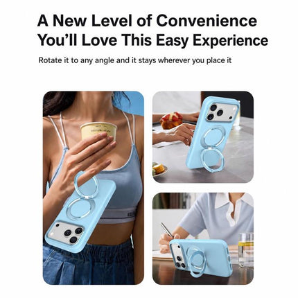 Liquid Silicone Magnetic Phone Case with Rotating Stand, For iPhone 16 Pro Max, For iPhone 16 Pro, For iPhone 16