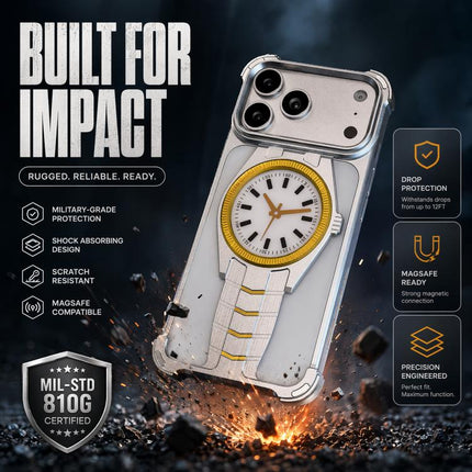 Clock Design Aluminum Alloy Magnetic Phone Case, For iPhone 17 Pro Max, For iPhone 17 Pro