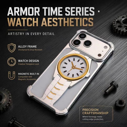 Clock Design Aluminum Alloy Magnetic Phone Case, For iPhone 17 Pro Max, For iPhone 17 Pro