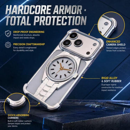 Clock Design Aluminum Alloy Magnetic Phone Case, For iPhone 17 Pro Max, For iPhone 17 Pro