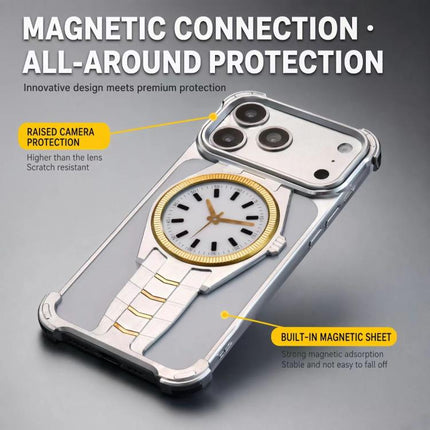 Clock Design Aluminum Alloy Magnetic Phone Case, For iPhone 17 Pro Max, For iPhone 17 Pro