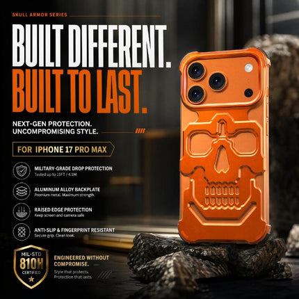 Unique Skull Design Design Aluminum Alloy Phone Case, For iPhone 17 Pro Max, For iPhone 17 Pro