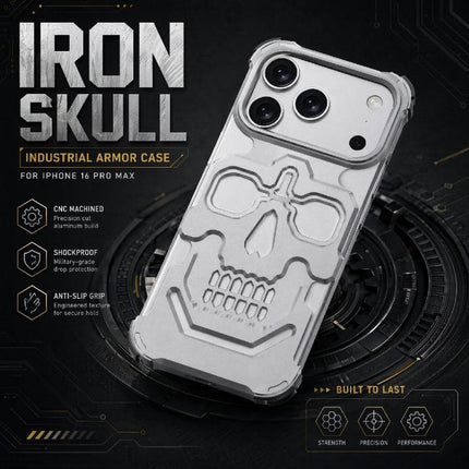 Unique Skull Design Design Aluminum Alloy Phone Case, For iPhone 17 Pro Max, For iPhone 17 Pro