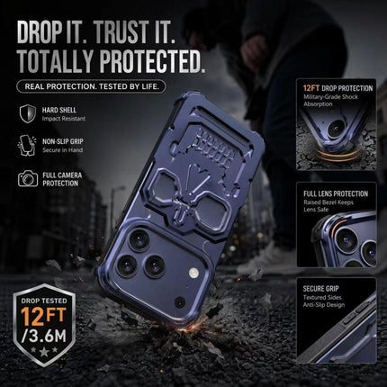 Unique Skull Design Design Aluminum Alloy Phone Case, For iPhone 17 Pro Max, For iPhone 17 Pro