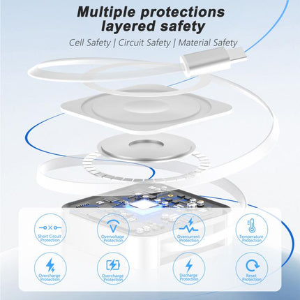 3 in 1 Magnetic 15W Wireless Charger with Retractable Type-C Cable