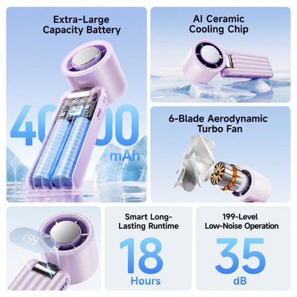 Y29 High Speed Cooling Folding Handheld Fan with Digital Display