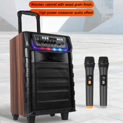 N-810 Outdoor Karaoke 8-inch Woofer RGB Trolley Bluetooth Speaker with Dual Wireless Mic, US Plug, EU Plug, UK Plug