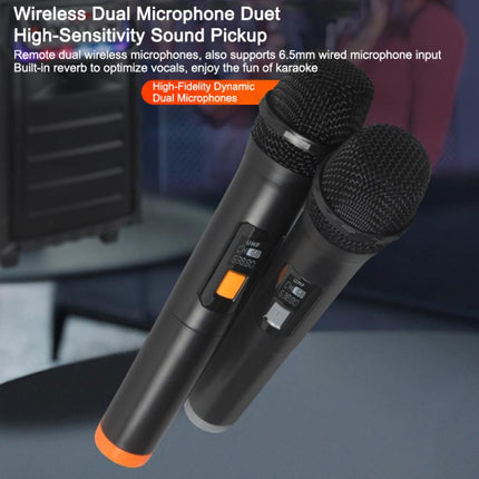 N-810 Outdoor Karaoke 8-inch Woofer RGB Trolley Bluetooth Speaker with Dual Wireless Mic, US Plug, EU Plug, UK Plug