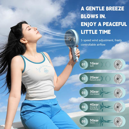 F7 Large Folding Handheld Fan with LED Digital Display