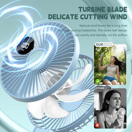 F7 Large Folding Handheld Fan with LED Digital Display