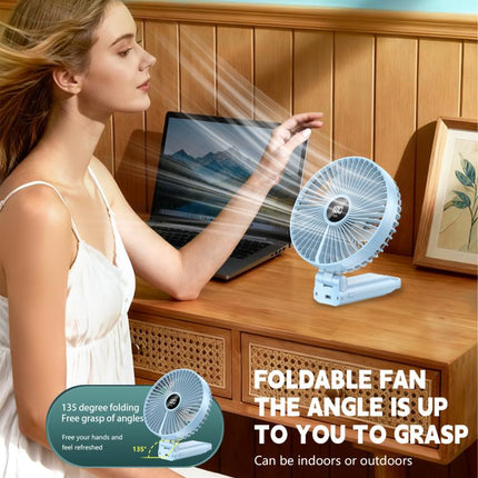 F7 Large Folding Handheld Fan with LED Digital Display