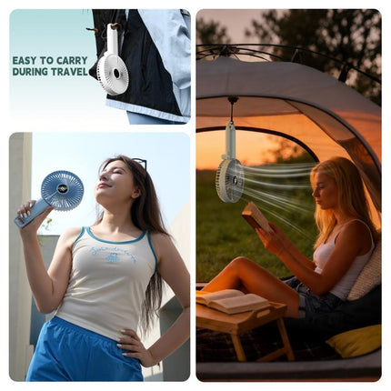 F7 Large Folding Handheld Fan with LED Digital Display