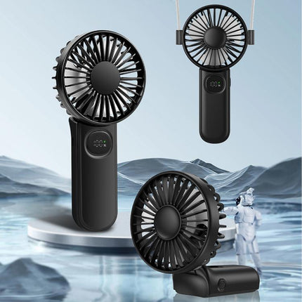 F11 Folding Handheld Fan with LED Display & Lanyard
