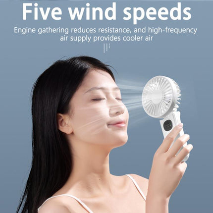 F11 Folding Handheld Fan with LED Display & Lanyard