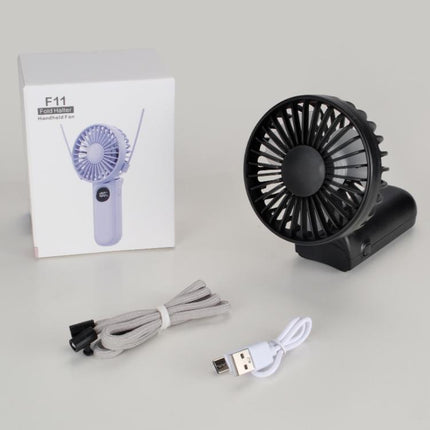 F11 Folding Handheld Fan with LED Display & Lanyard