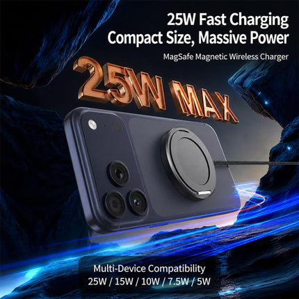 25W Fast Charging Magnetic Wireless Charger with Stand Function