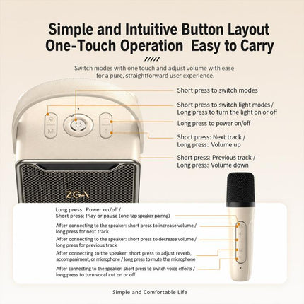 ZGA PZ010 Portable Dual Mic Karaoke Bluetooth Speaker