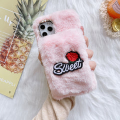 Rose Flower Hand Warmer Plush Shockproof TPU Case, For iPhone 11, For iPhone 11 Pro, For iPhone 11 Pro Max, For iPhone 12 mini, For iPhone 12 / 12 Pro, For iPhone 12 Pro Max