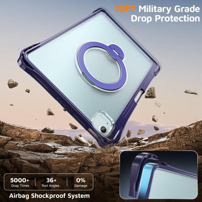 Dual-Color 360 Pivot Holder Tablet Case with Pen Slot & Shoulder Strap, For iPad Air 11 2026 / 2025 / 2024, For iPad 2025 / 2022